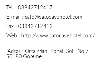 ato Cave Hotel Cappadocia iletiim bilgileri